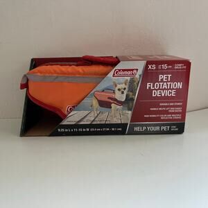 Coleman Pet Floating Device Vest Jacket XS Up To 15 Lbs Comfy Snug Orange NEW